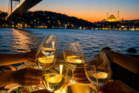 Istanbul: Europe & Asia Night Cruise with Dinner & Shows VIP Lounge, VIP Menu, Soft Drinks & Hotel Transfer