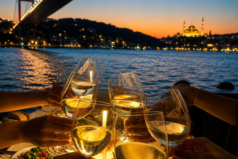 Istanbul: Europe & Asia Night Cruise with Dinner & Shows VIP Lounge, VIP Menu, Soft Drinks & Hotel Transfer