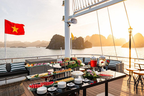 Hanoi: Aurora Halong Day Cruise - Lunch, Kayak, Swim, Cave from Halong: Cruise with Buffet, Kayaking (No transfer)