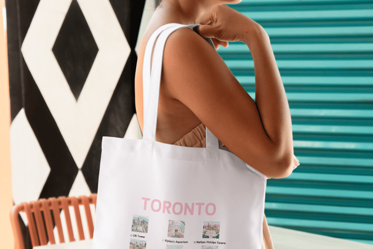 Toronto: Die Checkliste Tote Bag TourSchwarz &amp; Weiß Design Tragetasche