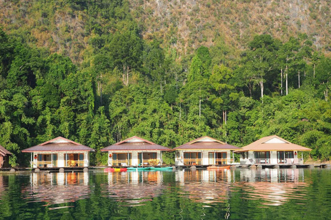 Khao Sok: Overnight Raft House Cheow Lan Lake & Coral Cave Option 1: Join Trip Raft House with Fan & *Shared Bathroom