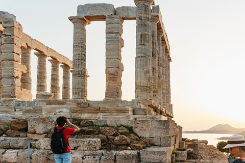 Depuis Athènes : cap Sounion au coucher du soleil