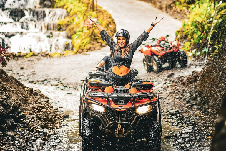 Bali: Waterfall Gorilla Cave ATV, Tubing Trip, Infinity Pool Double 250cc: Gorilla Cave ATV, Tubing - with Transfers