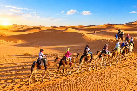 From Fes: 3-Day Merzouga Desert Tour to Marrakech Standard Desert Camp Experience (Shared Facilities)