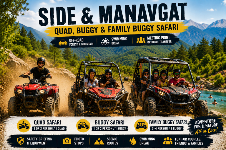 Side & Manavgat: Quad or Buggy Safari with Swim Stop Buggy Safari with Hotel Transfer