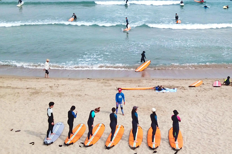 Busan: K-Surf Lesson in Songjeong Beach for All Levels 2H Lesson, Beginner & advanced (Free surfing until sunset)