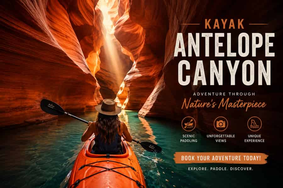 Antelope Canyon: Kajak- und Wanderungstour, Schwimmen optional. Foto: GetYourGuide Antelope Canyon: Kajak- und Wanderungstour, Schwimmen optional. Foto: GetYourGuide