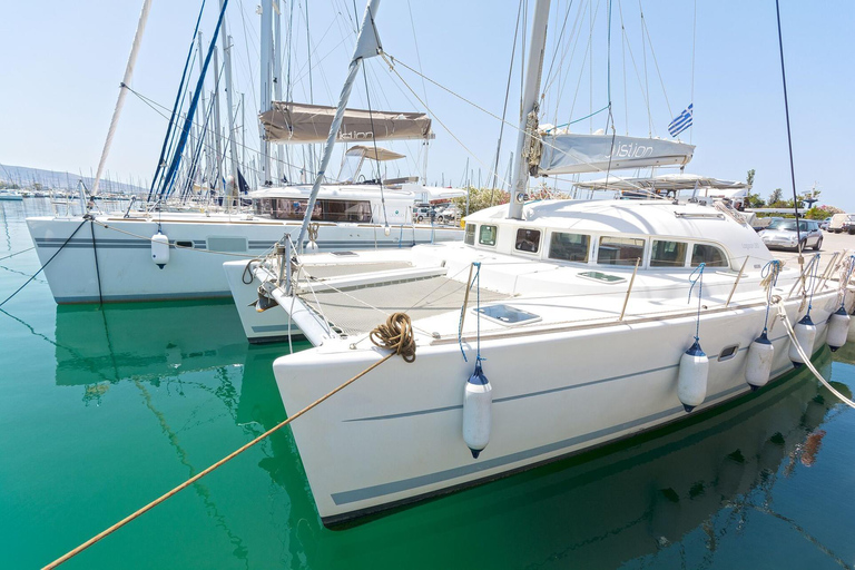 Mykonos: Katamarankryssning på ön Rhenia med måltid och dryck