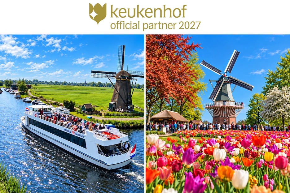Ámsterdam: tour a Keukenhof + paseo en barco de los molinos con regreso flexible