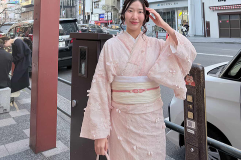 Tokyo Asakusa: Kimono Rental with Hair & Optional Photos Standerd Kimono Rental ➕café break（one drink)