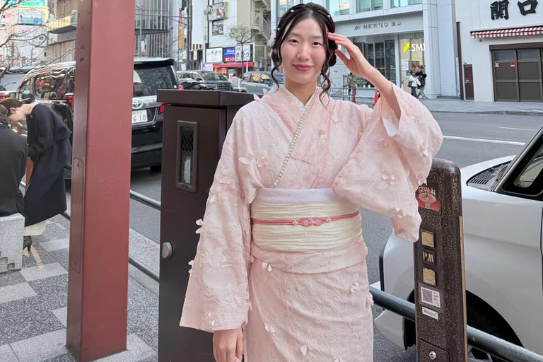 Tokyo Asakusa: Kimono Rental with Hair & Optional Photos Standerd Kimono Rental ➕café break（one drink)