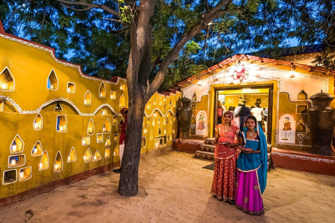 Jaipur: Cultural Evening Tour with Dinner at Chokhi Dhani Private Tour with Car, Driver and Tour Guide