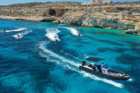 Mellieha: Tour Safari con moto d&#039;acqua di Comino e della Laguna Blu