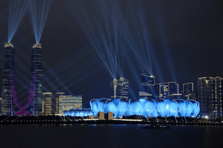 Hangzhou night tour 6 Harmonies Pagoda Qiantang river cruise