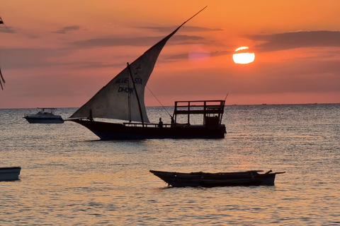 Zanzibar Sunset With Dhow Boat