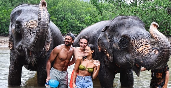 Krabi: Elephant Bathing Session at Krabi Elephant Shelter
