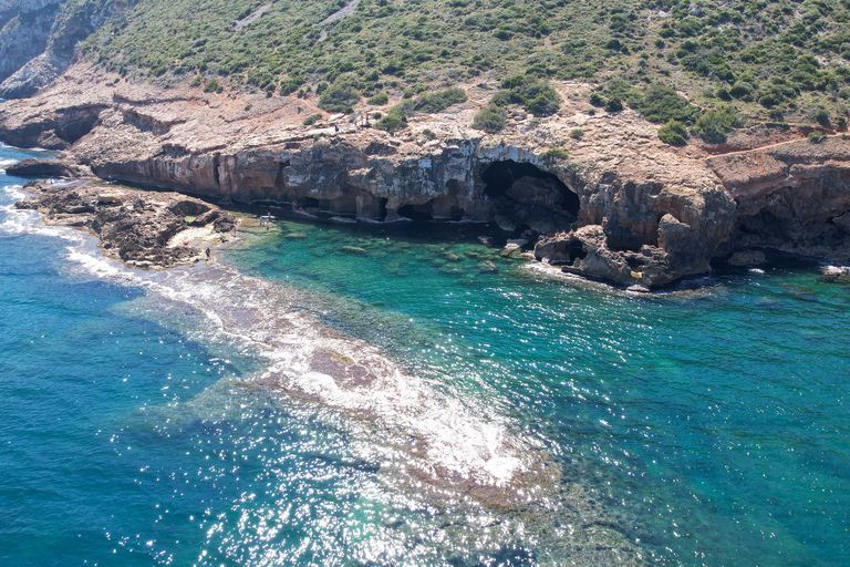 Sailing catamaran ride through Cova Tallada and optional swim stop Catamaran sailing trip to Cova Tallada, no swim, with access to the net