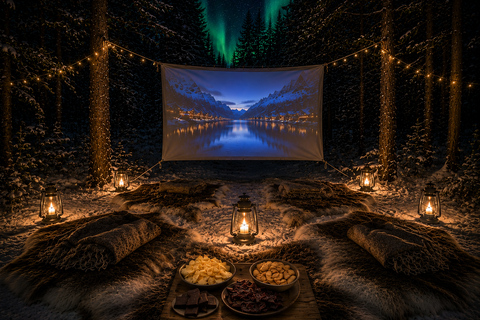 Tromsø: Arctic Forest Evening with Outdoor Cinema & Snacks