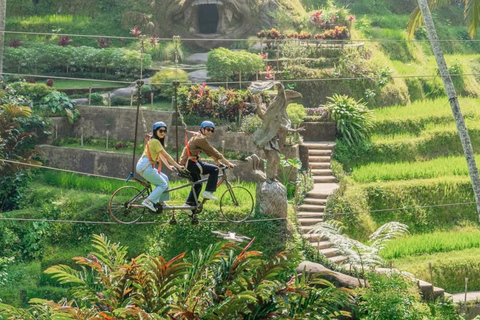 Ubud: Rice Terrace Swing, Cave Tubing, Sky Bike & Zipline Double ATV + Swing + Tubing + Sky Bike + Zipline - wTransfer