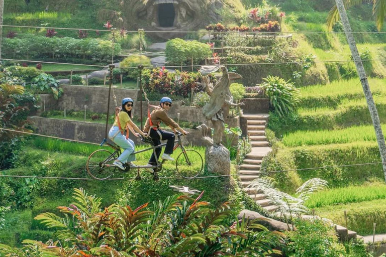 Ubud: Rice Terrace Swing, Cave Tubing, Sky Bike & Zipline Double ATV + Swing + Tubing + Sky Bike + Zipline - wTransfer