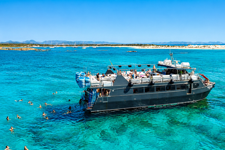Ibiza: Formentera Boat with Open Bar, 3 meals & Sunset Party ADVANCE: Standard selection of food & open bar option