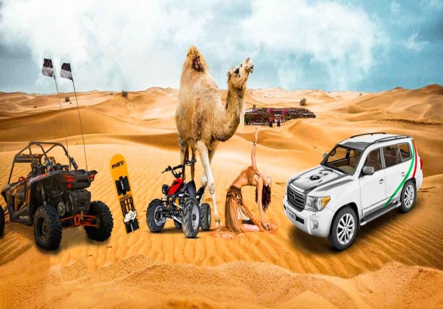 Visit Dubai Desert Safaris, Camel Ride, Sandbaord, BBQ & Shows in Dubai