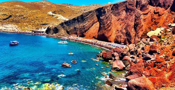 Santorini: Red Beach, Black Sand Beach w/ Sunbeds