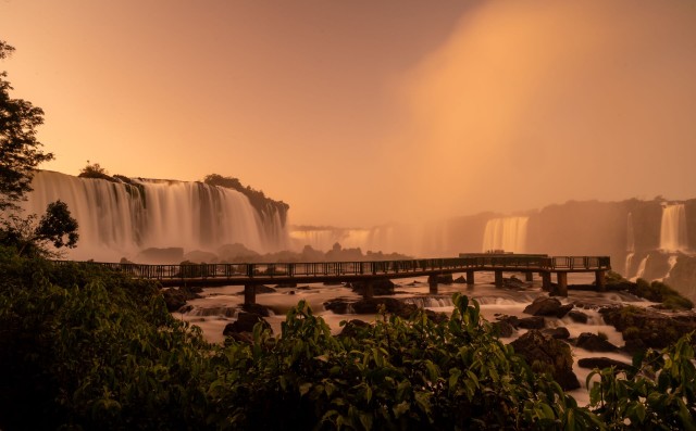 Visit Dawn at the Brazilian Falls in Foz do Iguaçu