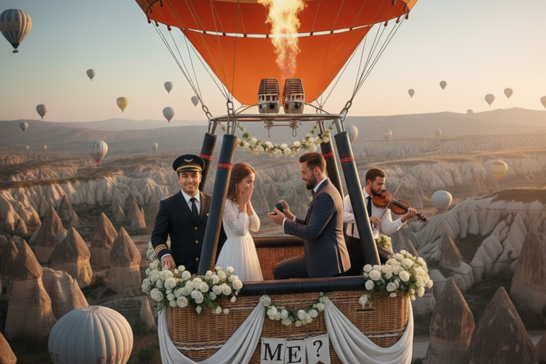 Cappadocia: Hot Air Balloon Proposal with Photos & Video 1-HOUR COMFORT FLIGHT IN A BASKET FOR 20 PEOPLE