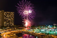 Oahu, Waikiki Fuegos artificiales Vela - Hizvo