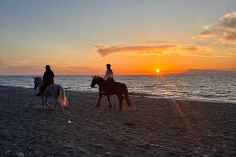 Rhodos: Paardrijtocht met digitale foto'sStrand Zonsondergang Paardrijtocht