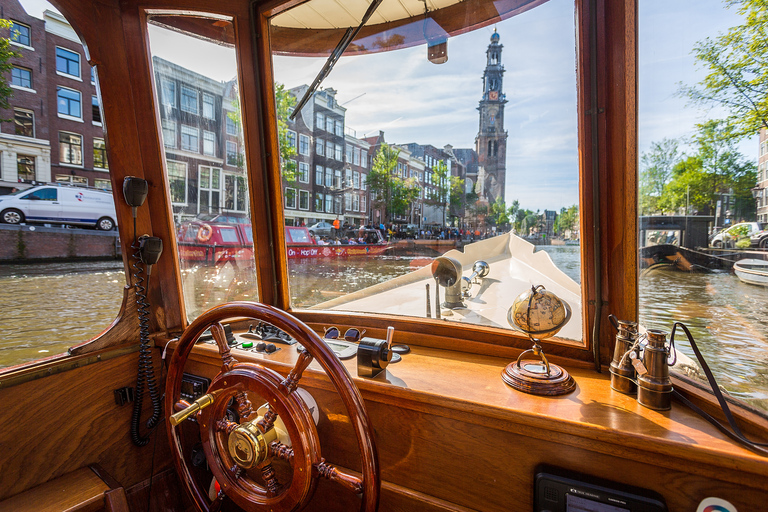 Amsterdam: Open Boat Cruise mit unbegrenzter GetränkeoptionTreffpunkt Anne Frank Haus ohne Getränke