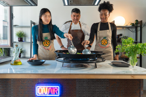 Madrid: Paella Cooking Class with Unlimited Wine & Churros Paella Cooking Class Unlimited Wine Churros & Chocolate