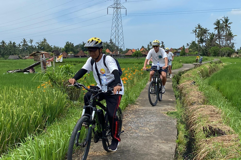 Ubud: Downhill-cykeltur med risfält, vulkan och måltidPrivat grupp