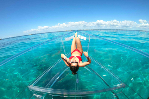 Varen rond cancun in de beste transparante boot + 2 drankjes