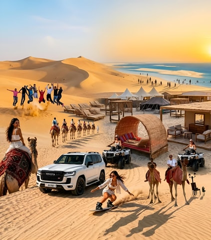 Doha: Safari, ATV, Camels, Sandboarding & Inland Sea Tour