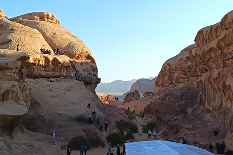 overnight: sleep under the stars in the cave in Wadi Rum Protected Area Caml tour