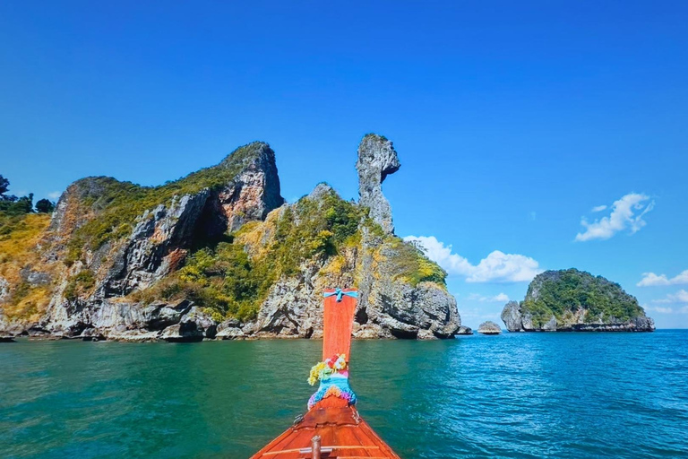 Krabi: Luxury Vintage Wooden Boat Cruise With Island Hopping Private: One day 4 Islands Tour