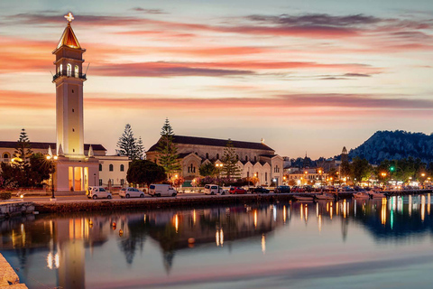 Visite nocturne de la ville de Zante avec transfert et dîner