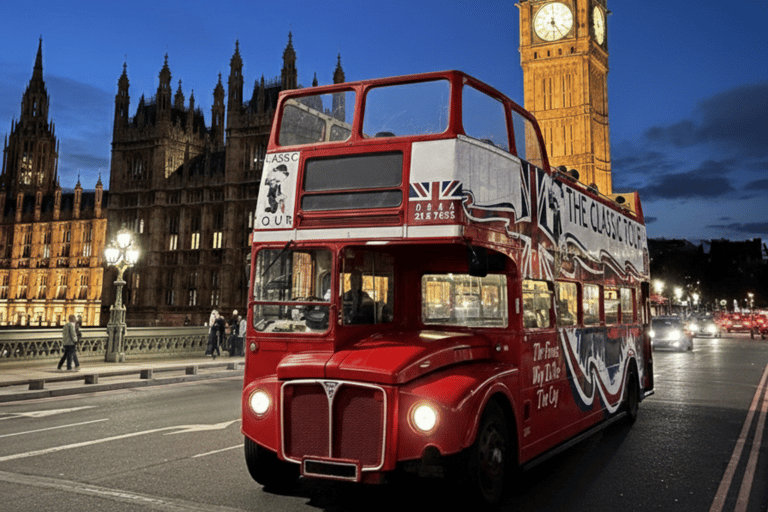 London: Vintage Open-Top Bus Night Tour with Live Guide Sunset Tour: Vintage Open-Top Bus with Live Guide
