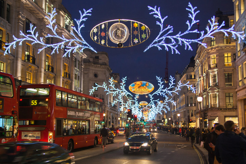 Londres : visite en bus à toit ouvert des lumières de Noël du traîneau du Père NoëlPont supérieur ouvert