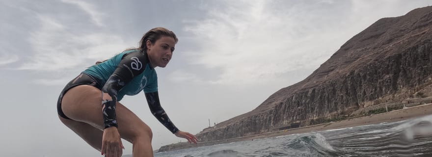 Las Palmas de Gran Canaria : cours de surf en groupe sur la plage de La Laja