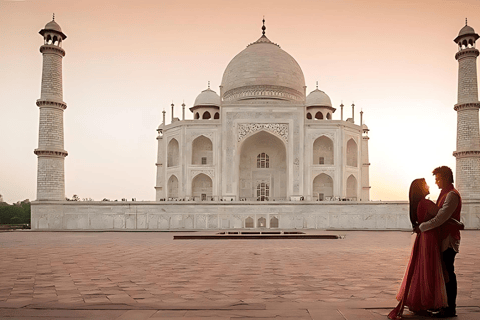 Au départ de Delhi : visite privée d&#039;une journée au lever du soleil au Taj Mahal et au fort d&#039;AgraVoiture + Guide