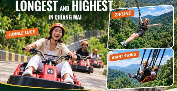 Chiang Mai: 2,100m Jungle Luge Kart, Zipline & Giant Swing