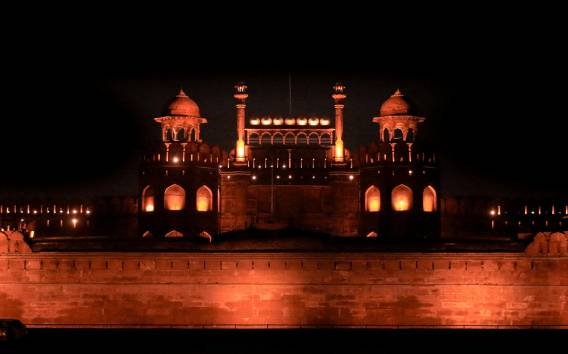 Red Fort Ton- und Lichtshow mit Rundgang durch Alt-Delhi
