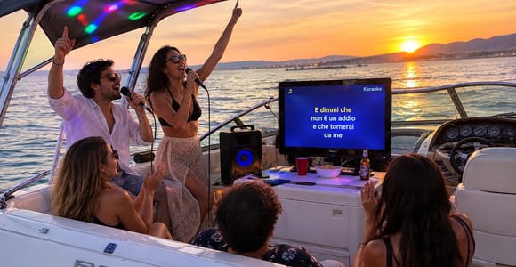 Cagliari: Private Karaoke Boat Party at Anchor