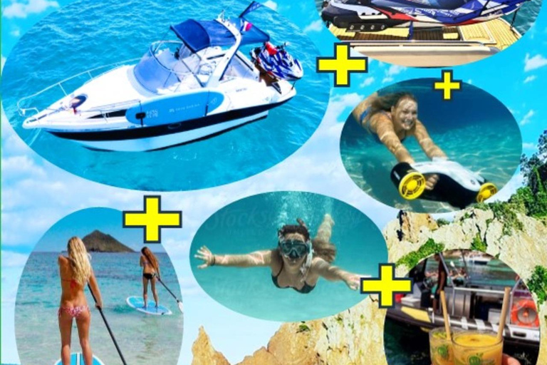 Mandelieu: Full day boat jet-ski paddle underwtaer scooter..