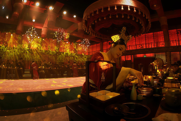 Chengdu: Shuguo Banquet with Hanfu Costume & Makeup Row 2 Only Meal （Plz to book 3 days in advance）