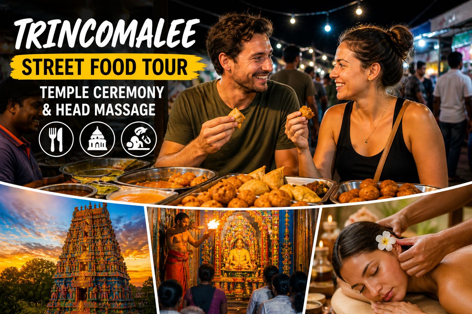 Trincomalee: Streetfood-Tour, Tempelzeremonie und Massage