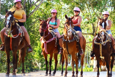 Ziplines en VTT Dégustation de tequila au cénote et équitationTransport partagé entre Cancun et Puerto Morelos